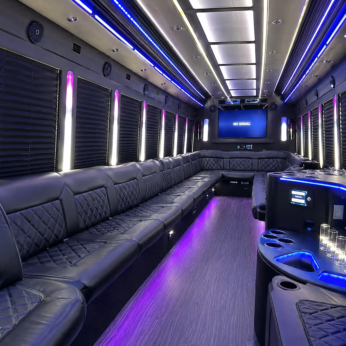 oakland 30 passenger party bus inside