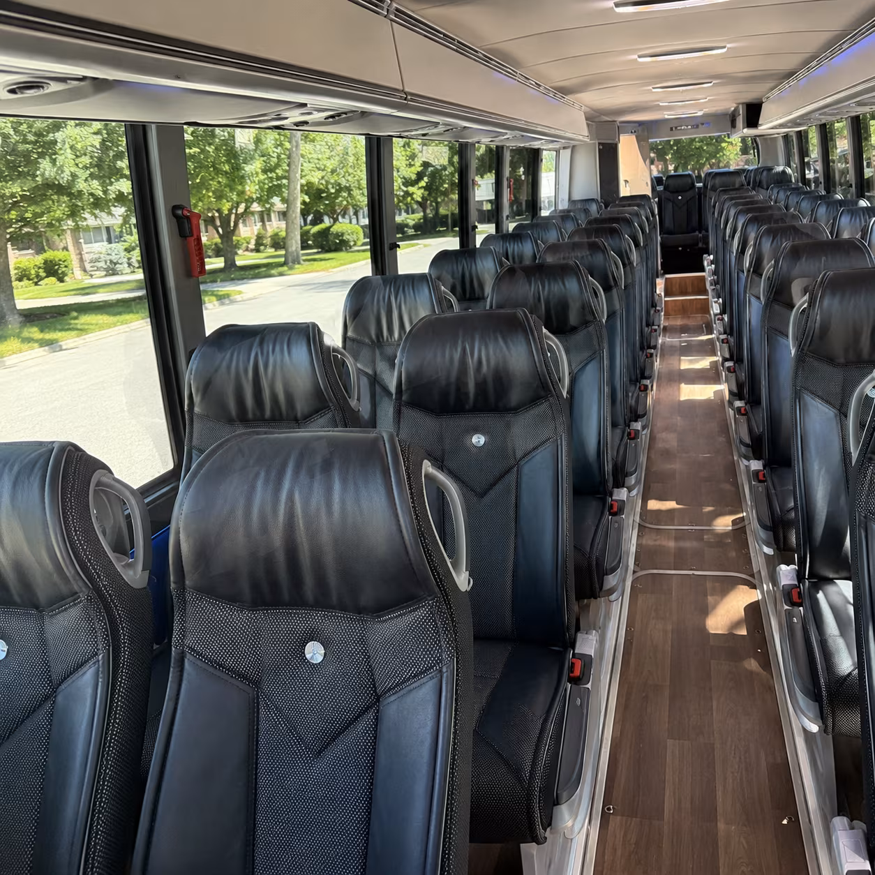 oakland 40 passenger charter bus inside